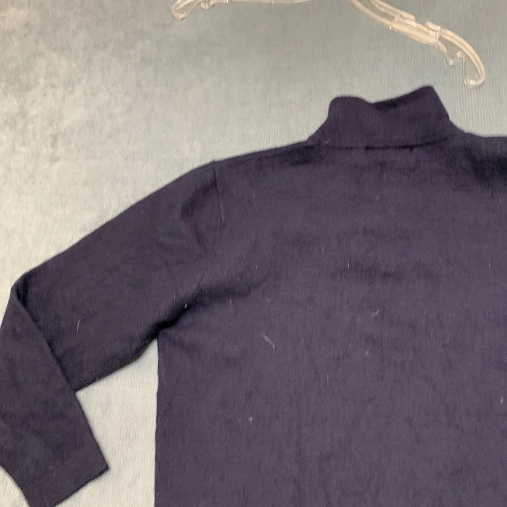 Davis & Squire Sweater Mens XL Navy Blue Extra Fine Merino Quarter Zip Mock Neck